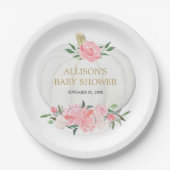 Weiße Kürbis mit rosa Blütengrün Pappteller (Vorderseite)