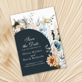 Weiße Kürbis mit Wildblumen Save the Date Karte