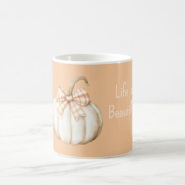 Weiße Kürbis-Pfirsich-Orangencreme-Schleife Kaffeetasse
