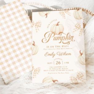 Weiße Kürbis-Schleifen Weiße Babyparty Einladung