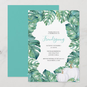 Weiße Kürbis Tropical Greens Friendsgiving Einladu Einladung