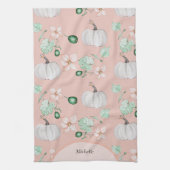 Weiße Kürbis und Blume Wasserfarben Art Muster Geschirrtuch (Vertikal)