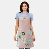 Weiße Kürbis und Blume Wasserfarben Art Muster Schürze (Getragen)