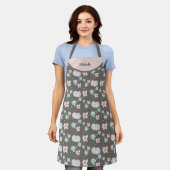 Weiße Kürbis und Blume Wasserfarben Art Muster Schürze (Getragen)