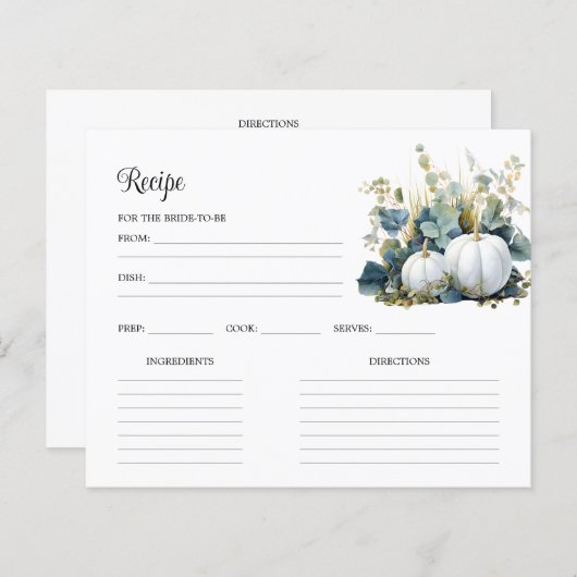 Weiße Kürbis und Eukalyptus-Brautparty-Rezept (Vorne/Hinten)