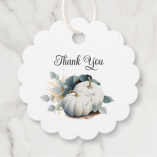Weiße Kürbis und Eukalyptus Fall Danke Geschenkanhänger (Rückseite)