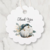 Weiße Kürbis und Eukalyptus Fall Danke Geschenkanhänger (Vorderseite)