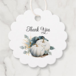 Weiße Kürbis und Eukalyptus Fall Danke Geschenkanhänger