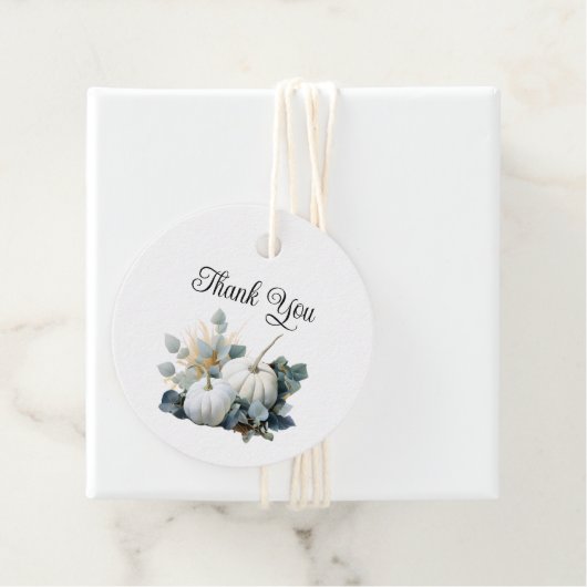 Weiße Kürbis und Eukalyptus Fall Danke Geschenkanhänger (Beispiel)