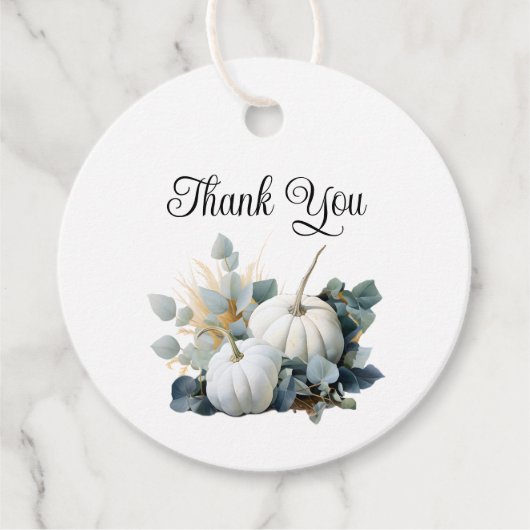 Weiße Kürbis und Eukalyptus Fall Danke Geschenkanhänger (Vorderseite)