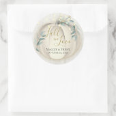 Weiße Kürbis und Grün mit String Lights Runder Aufkleber (Tasche)