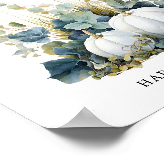 Weiße Kürbis und Grüntöne Ringjagd Brautparty Poster (Ecke)