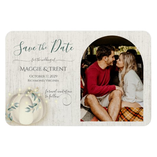 Weiße Kürbis und String-Leuchten mit Foto Magnet (Horizontal)