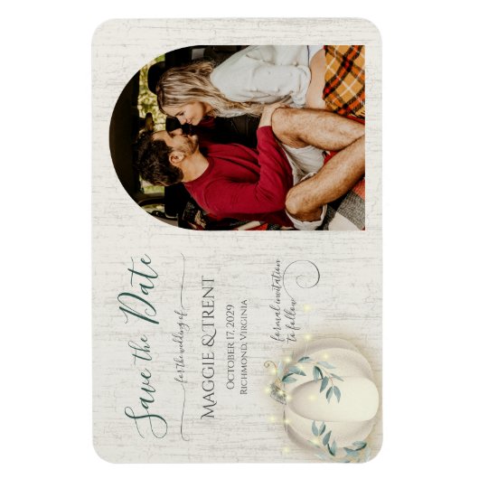 Weiße Kürbis und String-Leuchten mit Foto Magnet (Vertikal)