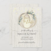 Weiße Kürbis und String-Leuchten Save the Date (Vorne/Hinten)