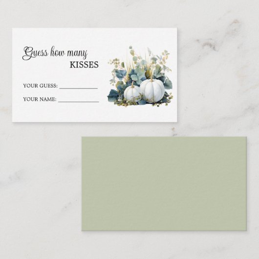 Weiße Kürbis Wie viele Kisses Brautparty Game Begleitkarte (Vorne/Hinten)
