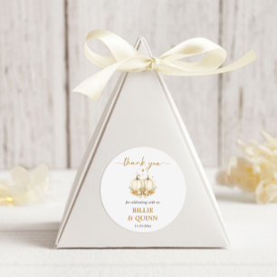 Weiße Kürbis-Zwillinge-Babyshower-Dankeschön Runder Aufkleber