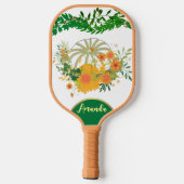 Weiße Kürbiskröschen Herbstfarben Grünes Blattwerk Pickleball Schläger (Rückseite)