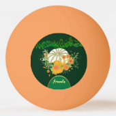 Weiße Kürbiskröschen Herbstfarben Grünes Blattwerk Tischtennisball (Rückseite)