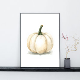 Weiße Kürbisposter | Elegante Herbstästhetik Poster