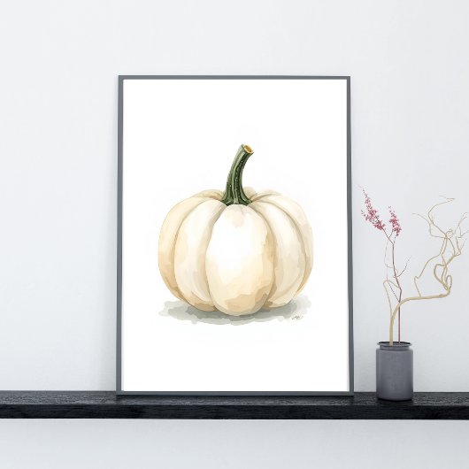 Weiße Kürbisposter | Elegante Herbstästhetik Poster