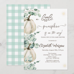 Weiße Kürbisse Greenery Baby Shower Einladung