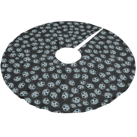 Weiße Kürbisse Halloween Polyester Weihnachtsbaumdecke (Schrägansicht)