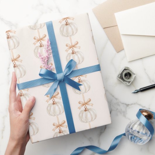 Weiße Kürbisse Pfirsichbögen Glasslipper Geschenkpapier (Schenken)