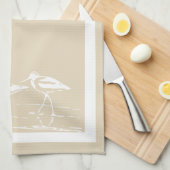 Weiße Küstenflussuferläufer u. SandyTaupe Handtuch (Viertel Falte)