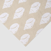 Weiße Küstenseashells u. Taupe Seidenpapier (Ausschnitt)