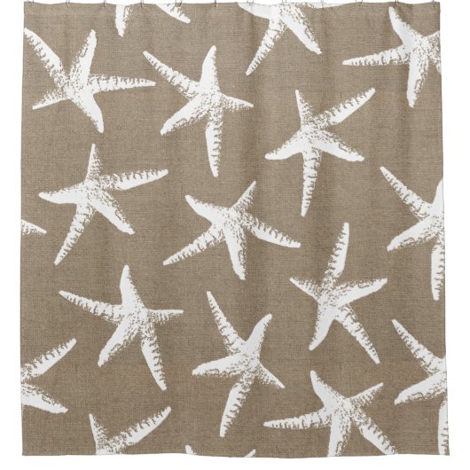 Weiße Küstenstarfish u. Imitat-Leinwand Duschvorhang (Vorderseite)