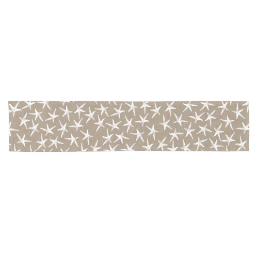 Weiße Küstenstarfish u. Imitat-Leinwand Kurzer Tischläufer (Horizontal)