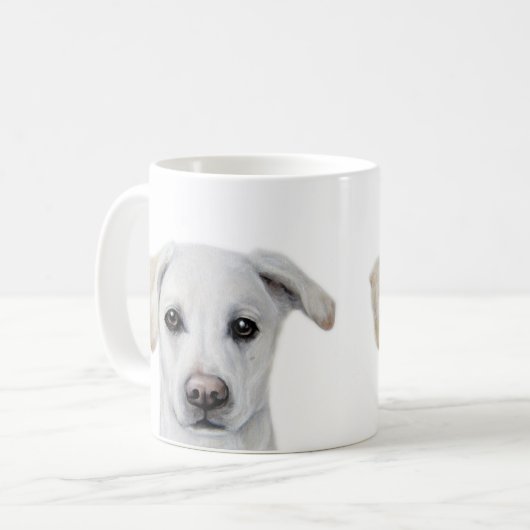 Weiße Labrador-Malerei von Mart Kaffeetasse (Vorderseite Links)