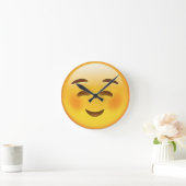 Weiße lächelnde Gesichter Emoji Runde Wanduhr (Zuhause)