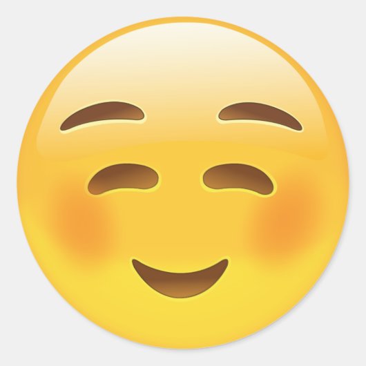 Weiße lächelnde Gesichter Emoji Runder Aufkleber (Vorderseite)