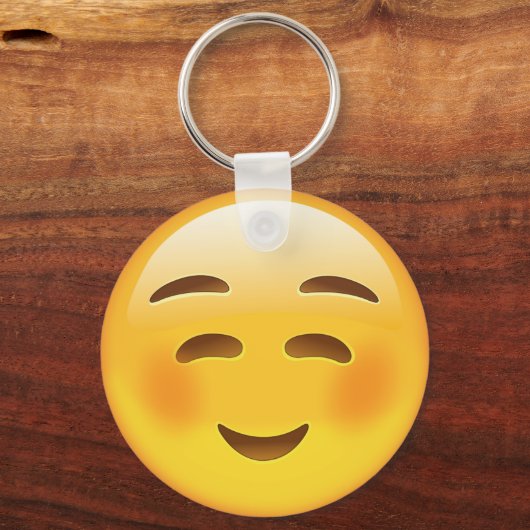 Weiße lächelnde Gesichter Emoji Schlüsselanhänger (Vorderseite)