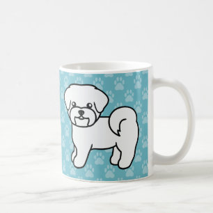 Weiße lächelnde maltesische Cartoon Hunde Kaffeetasse