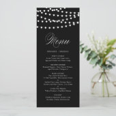 Weiße Lampen | Black Wedding Menu Card Menükarte (Stehend Vorderseite)