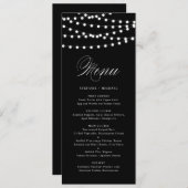 Weiße Lampen | Black Wedding Menu Card Menükarte (Vorne/Hinten)