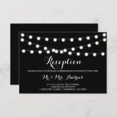 Weiße Lampen | Black Wedding Reception Card Einladung (Vorne/Hinten)