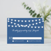 Weiße Lampen | Blue Wedding RSVP Card (Stehend Vorderseite)