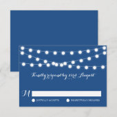Weiße Lampen | Blue Wedding RSVP Card Karte (Vorne/Hinten)