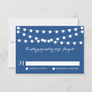 Weiße Lampen   Blue Wedding RSVP Card Karte