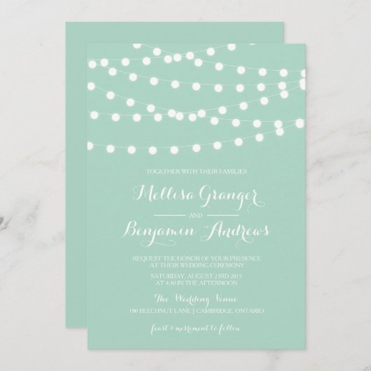 Weiße Lampen | Einladung zur Münzhochzeit (Vorne/Hinten)