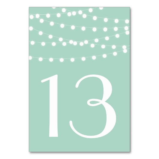 Weiße Lampen | Mini-Tischnummern-Karte Tischnummer (Vorderseite)