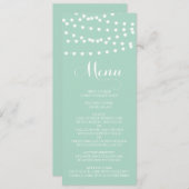 Weiße Lampen | Mint Wedding Menu Card Menükarte (Vorne/Hinten)