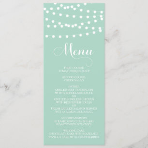 Weiße Lampen   Mint Wedding Menu Card Menükarte