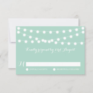 Weiße Lampen Mint Wedding RSVP Card Karte