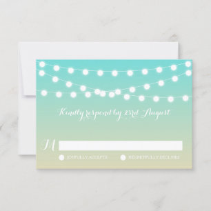 Weiße Lampen Ombre Beach Wedding RSVP Card Karte