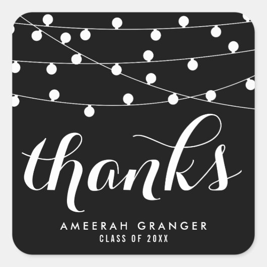 Weiße Lampen | Schwarz Dankeschön Sticker (Vorderseite)
